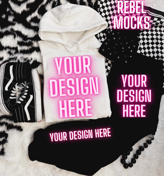 White Hoodie Sweat Set and Sweatpants Flat Lay Mock Up TRENDING VIBES