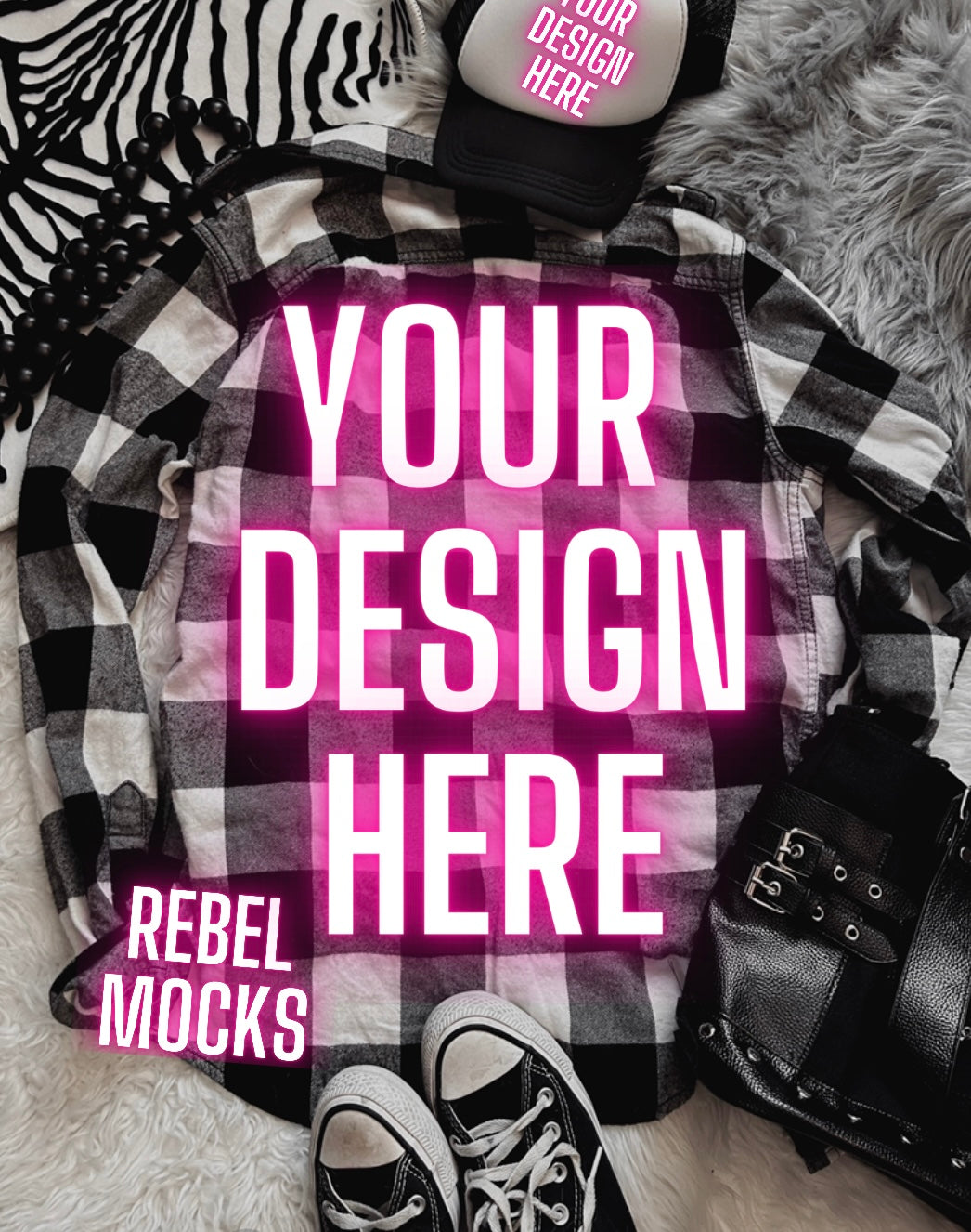 Black and White Checkered Flannel Mock Up