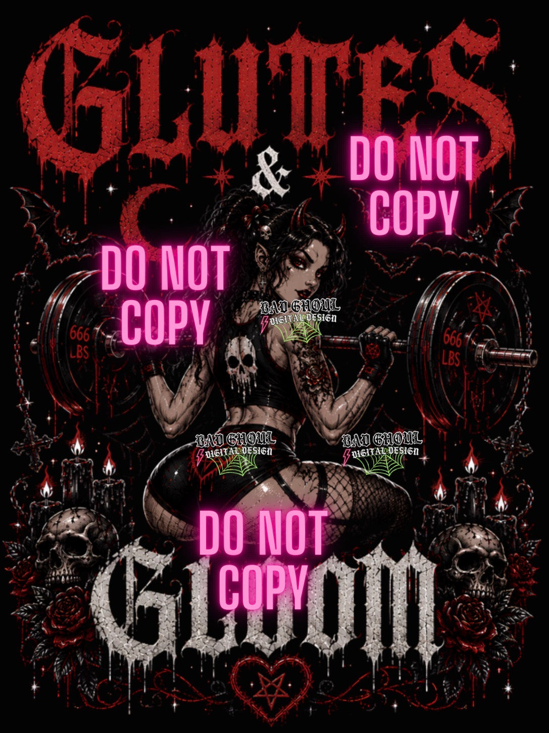 Glutes & Gloom| PNG DOWNLOAD| Black Fabric