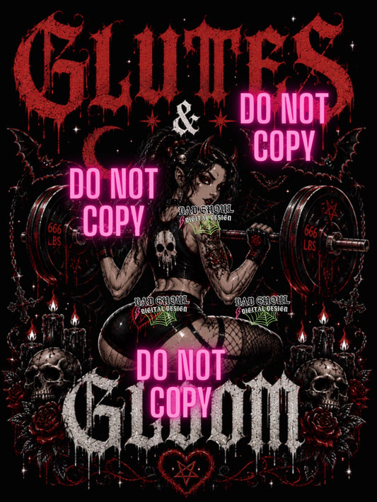 Glutes & Gloom| PNG DOWNLOAD| Black Fabric