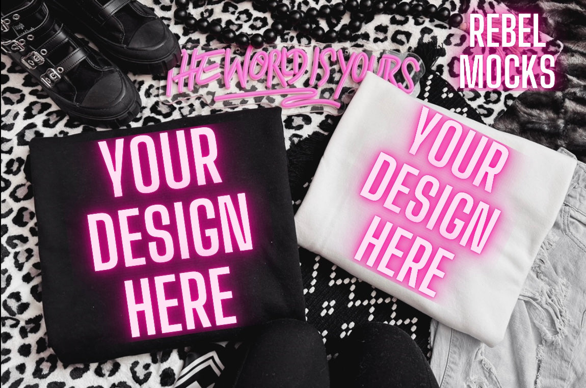 Black & White Edgy Alt Trendy Mock Up flat Lay