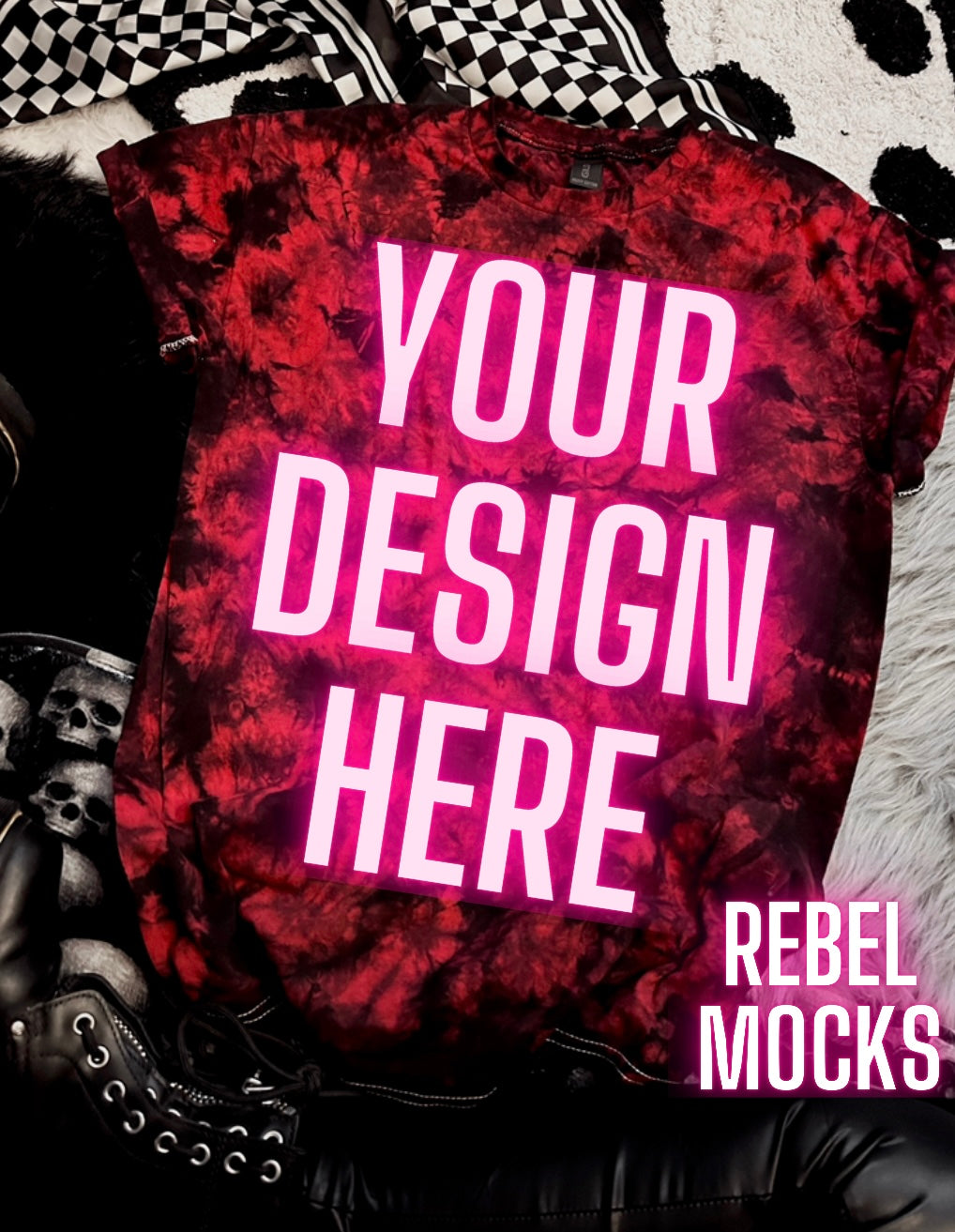 Alternative Vibes red and black crystal dye tee Trendy Mock Up