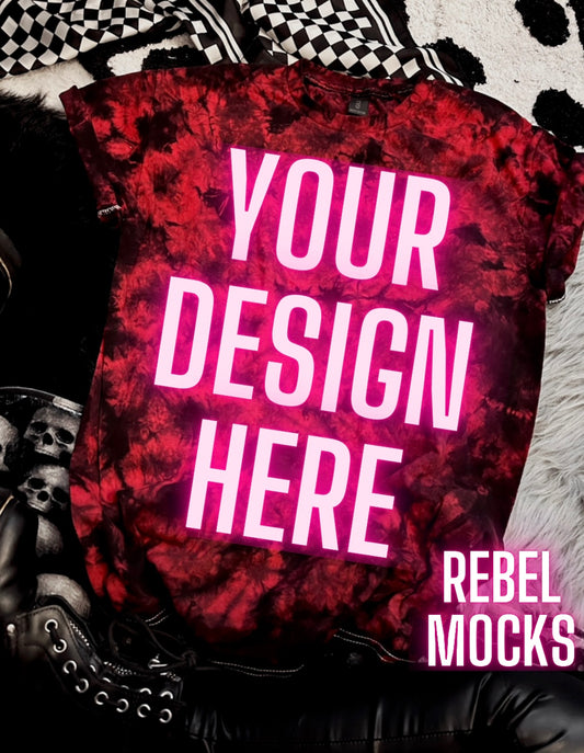 Alternative Vibes red and black crystal dye tee Trendy Mock Up