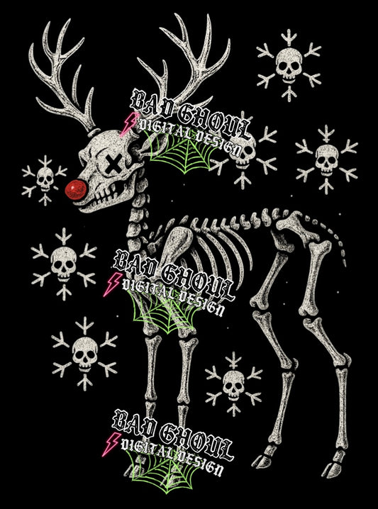 Skelly Deer PNG DOWNLOAD Black Fab Only