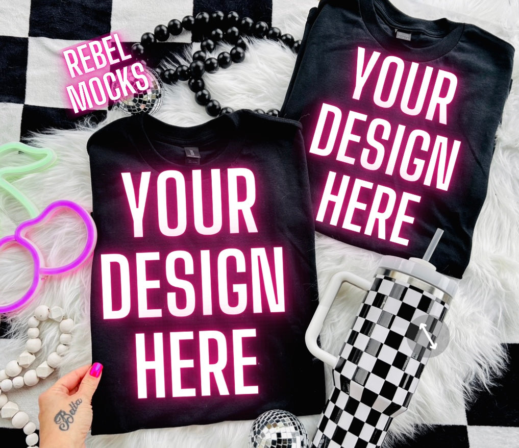 Black Double Flat Lay Trending Mock Up Flat Lay