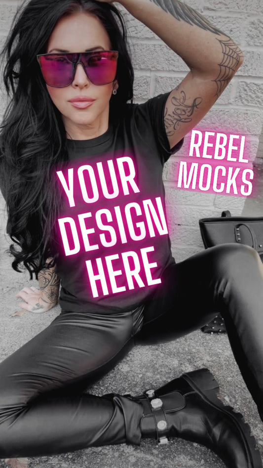 Edgy Black Tee Model Alt Vibes Mock Up