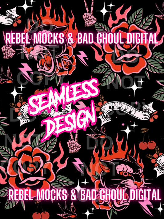 Patch Style Inked Seamless PNG Download