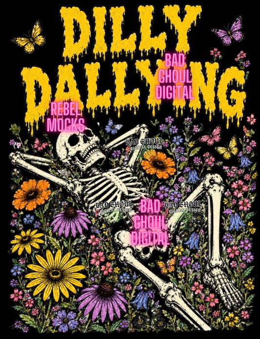 Dilly Dallying|Black Fabric|PNG DOWNLOAD