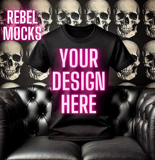 Black Tee Alternative Flat Lay Mock Up