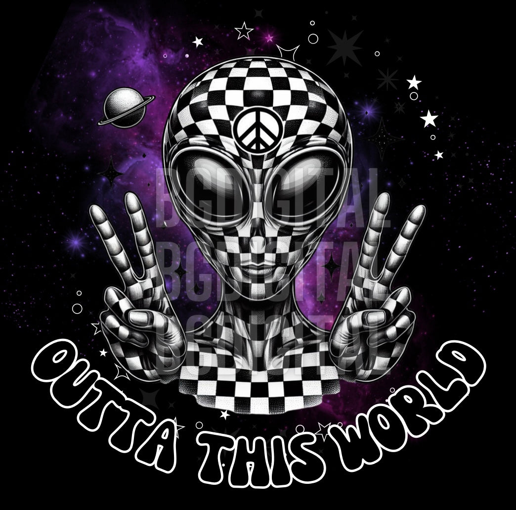 Sub and DTF Friendly Outta This World Alien PNG digital download