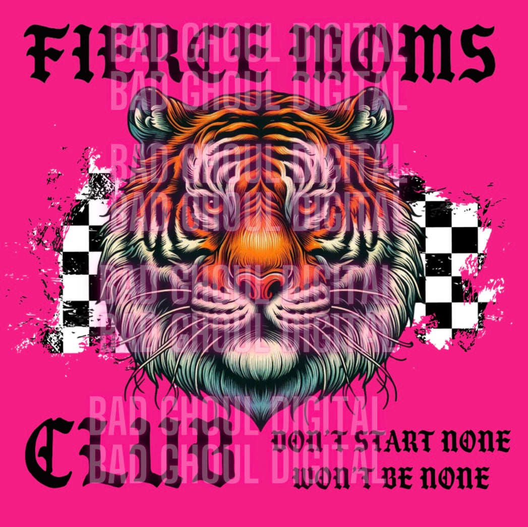 Fierce Moms Club- Checkered -DTF & Sub Friendly