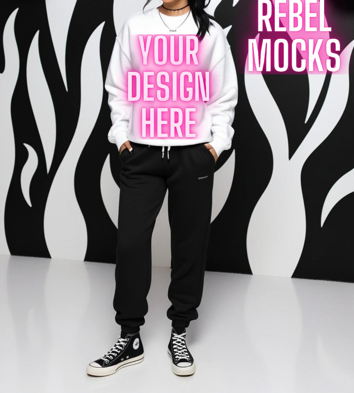 Sweat Set Sweatshirt & Jogger Edgy Trendy Model Mock Up