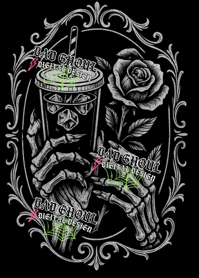 Skelly Iced Coffee  PNG DOWNLOAD Black Fab Only