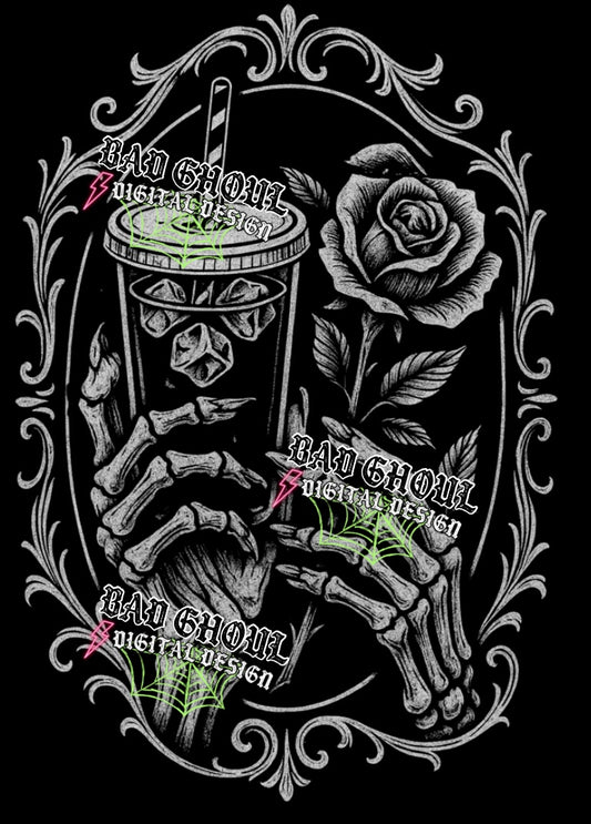 Skelly Iced Coffee  PNG DOWNLOAD Black Fab Only