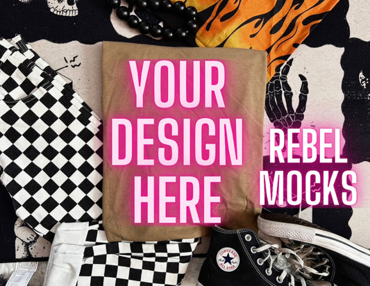 Coyote Brown Edgy Alt Trendy Mock Up Flat Lay