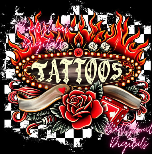 Tattoos with Black and White Checkers Download DTF & Sub Friendly