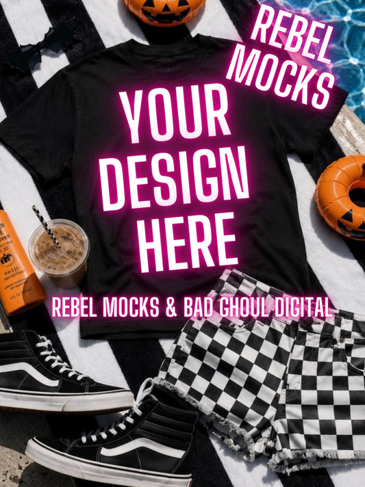 Black Tee|Edgy Summer Alternative Mock Up