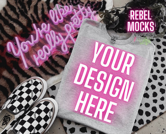 Trendy Ash Tee Flat Lay Mock UP