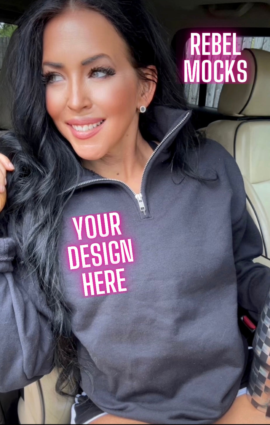 Jerzee Black 1/4 Zip Sweatshirt Model Mock Up