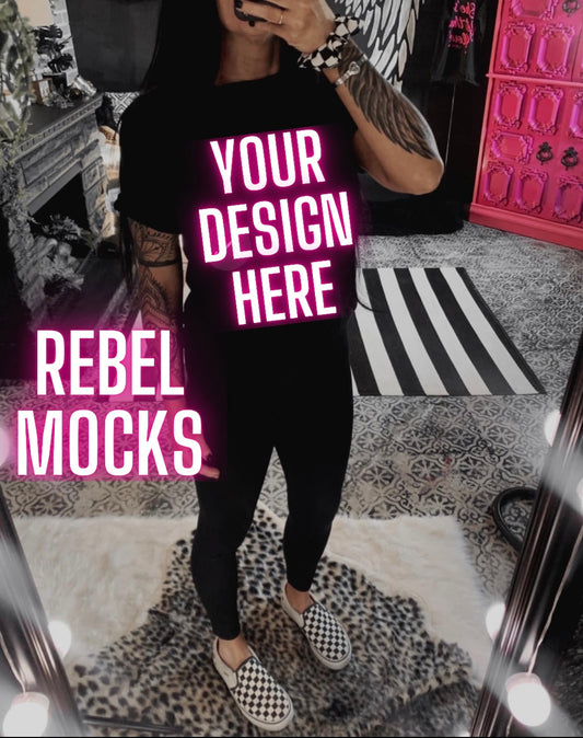 Black Tee Alt Mirror Selfie Mock UP