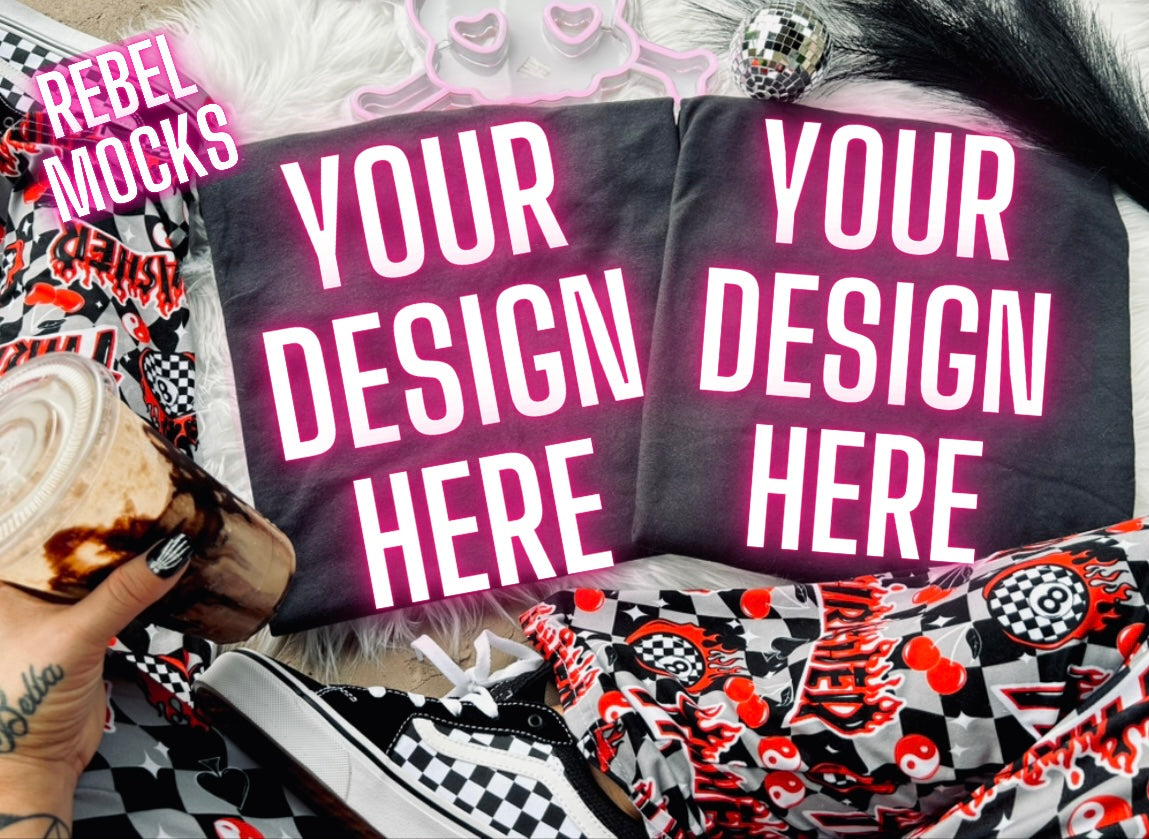 Black Tee Trending Alternative Flat Lay Mockup