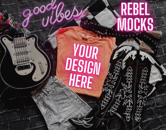 Neon Canteloup Flat Lay Trendy Mock Up EDGY
