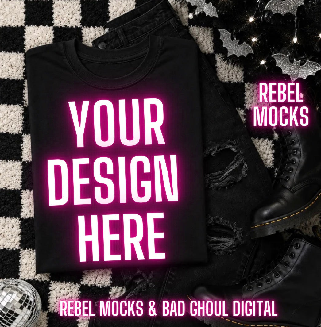 Black Tee|Edgy Holiday Alternative Mock Up