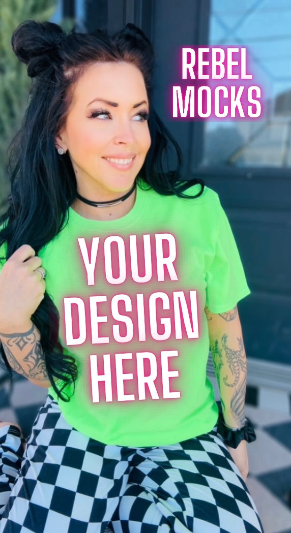 Neon Green Model Mock Up IRL