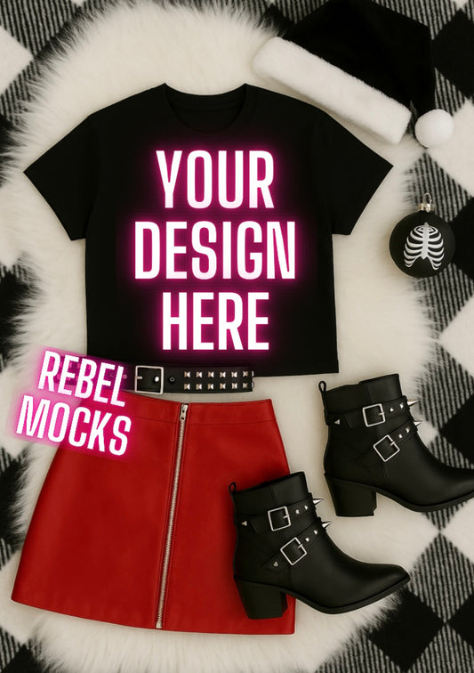 Holiday Black Tee Edgy Alternative Mock  Up