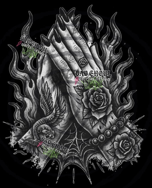 The Prayer PNG DOWNLOAD black fabric only