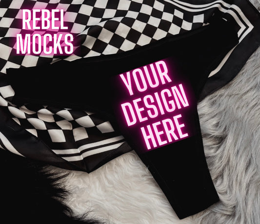 Alternative Vibes Black Thong Trendy Mock Up