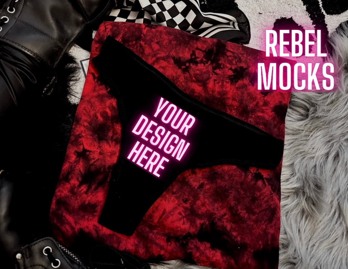 Alt Vibes Black Thong Trendy Mock Up