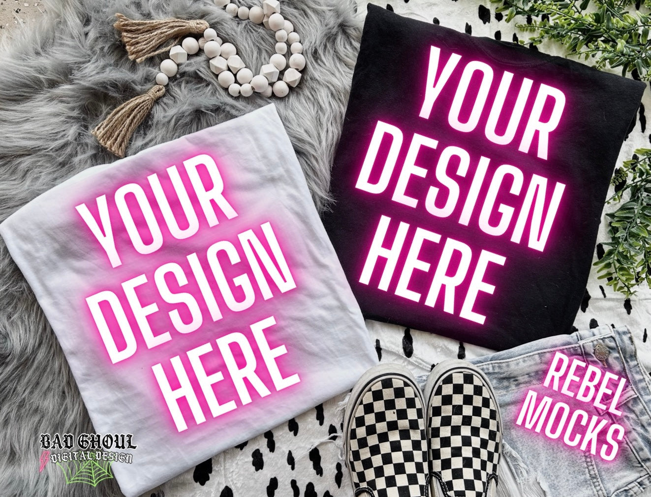 Black And White Flat Lay Mock Up Neutral Vibes