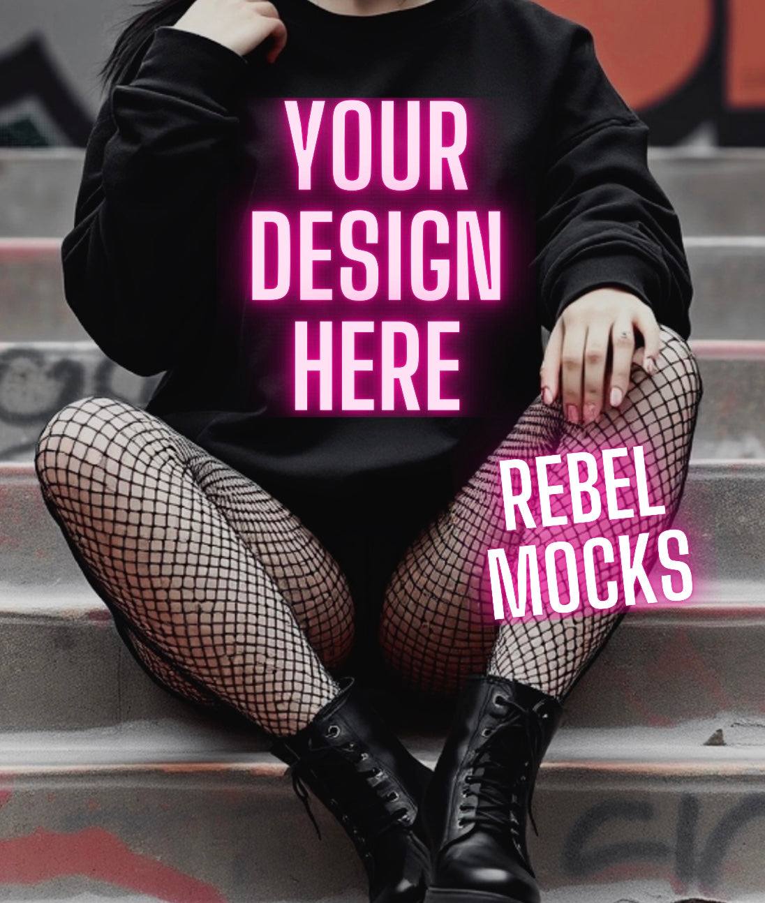 Black Crew Neck Sweatshirt Alternative Model  Mock Up