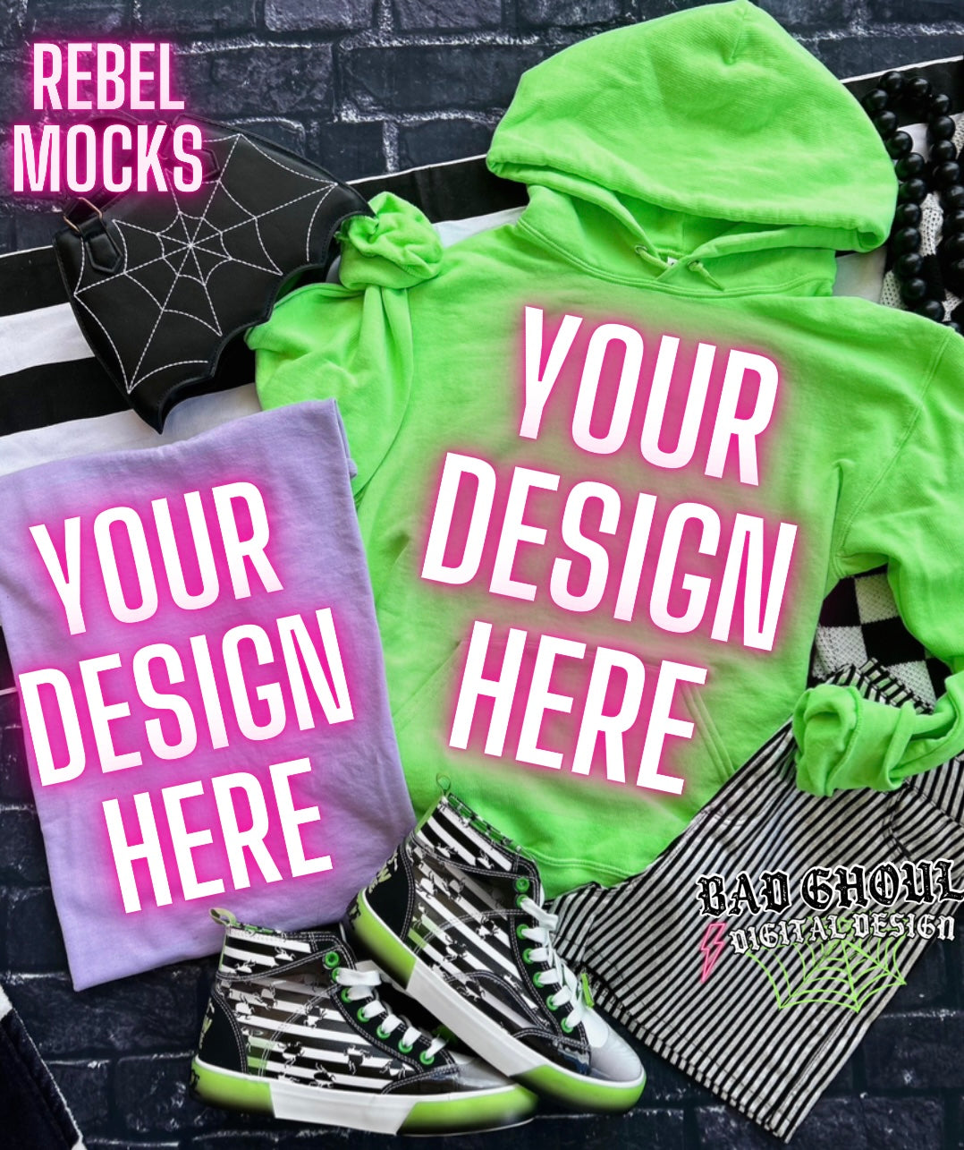 Gildan Lavender and Jerzee Neon Green Flat Lay Hoodie Mock Up TRENDING