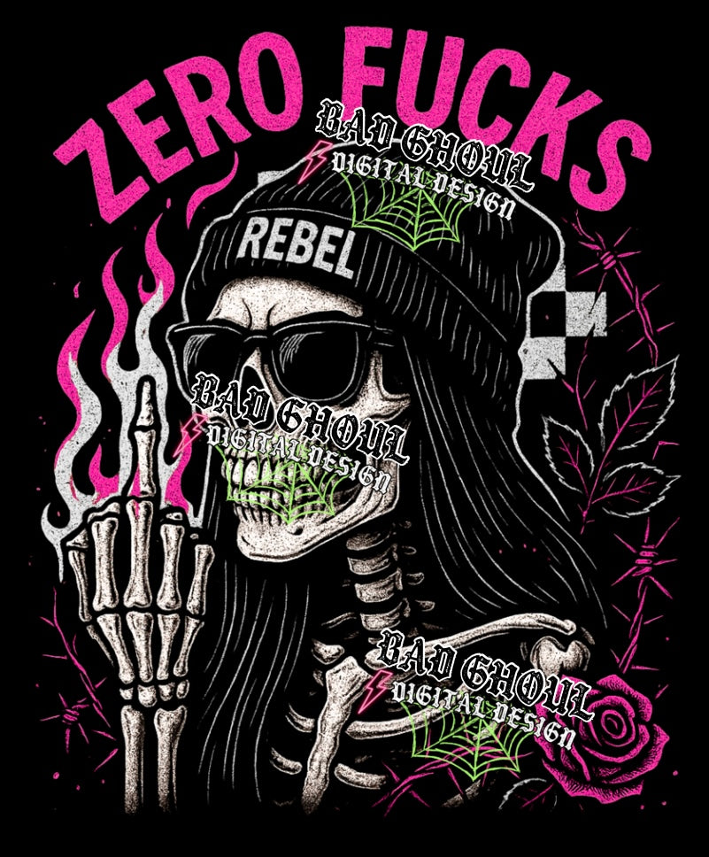 Zero Fucks PNG DOWNLOAD Black Fab Only