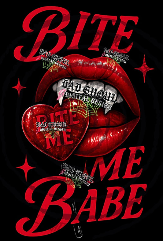 Bite Me Babe PNG DOWNLOAD Black Fabric Only
