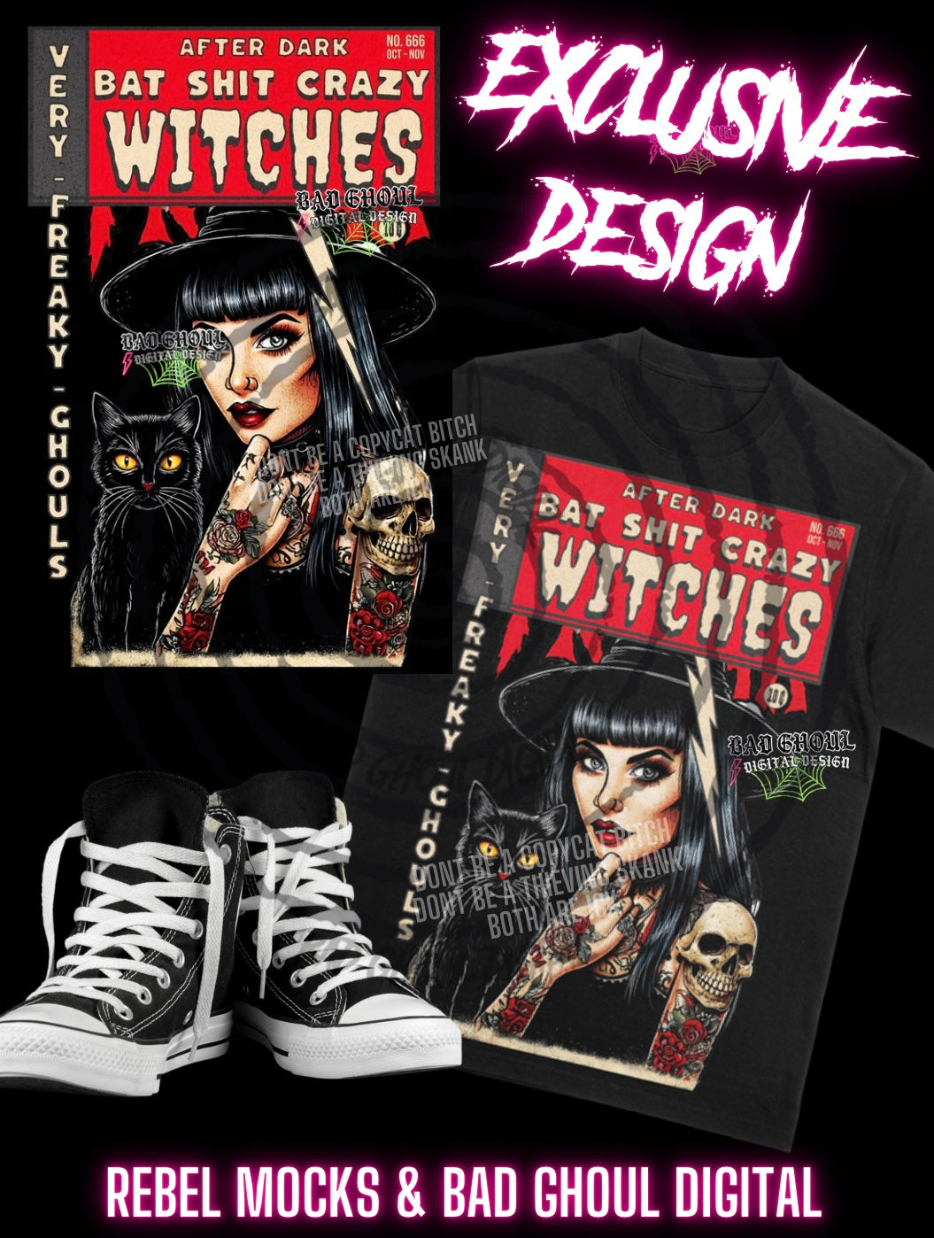 EXCLUSIVE Bat Shit Crazy Witches PNG Download Rebel Mocks & Badghoul