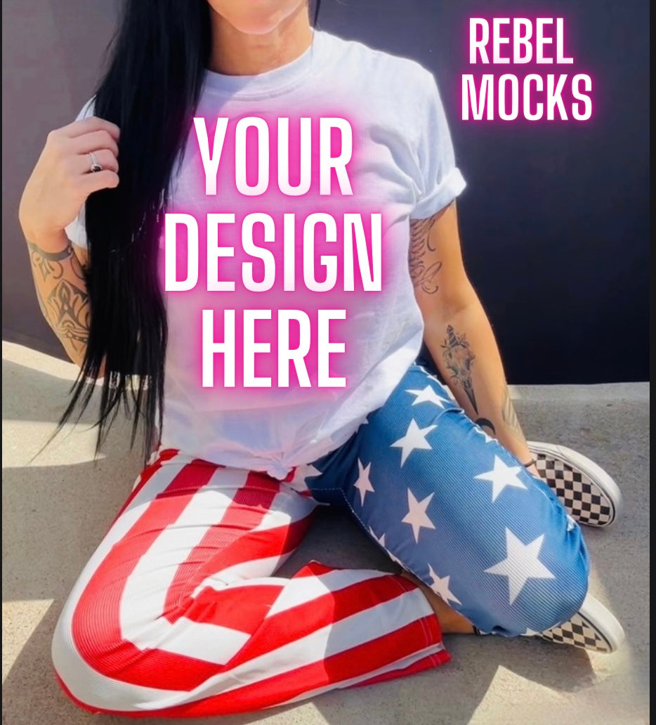 2 Mock Bundle Patriotic White Tee  Mockup IRL