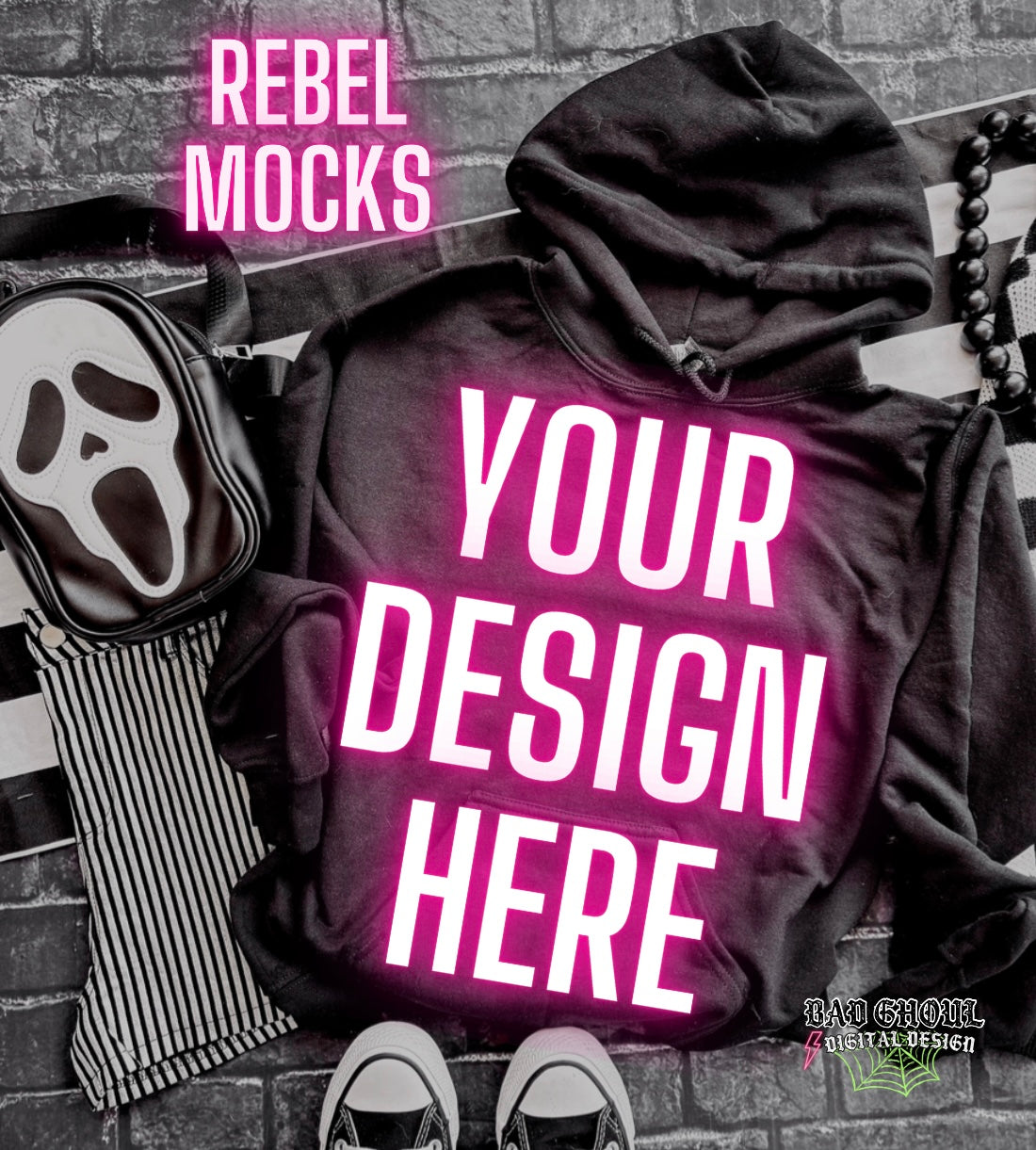 Black Hoodie Flat Lay Mock Up TRENDING