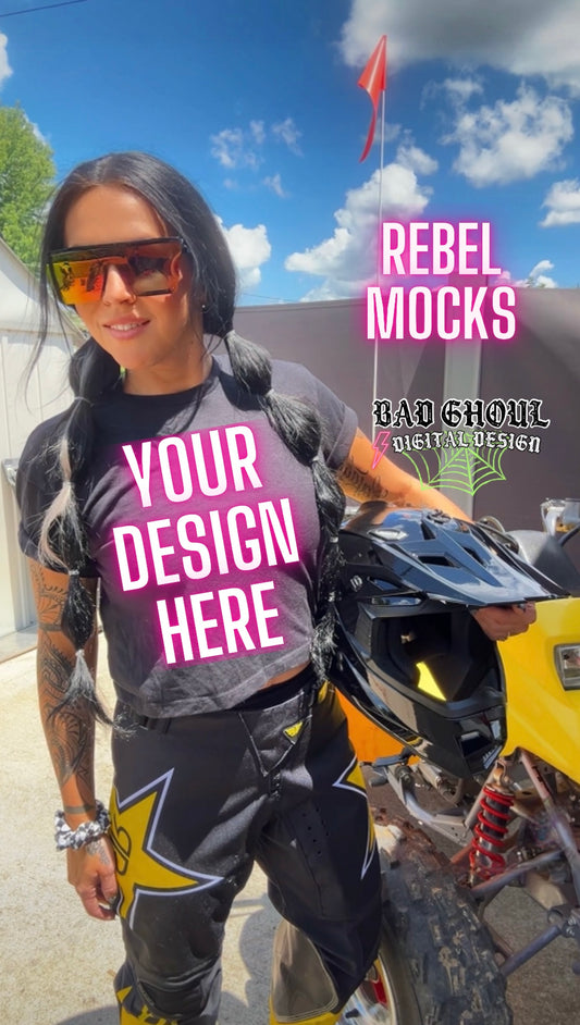 Moto Black Mid Crop Model Mock Up