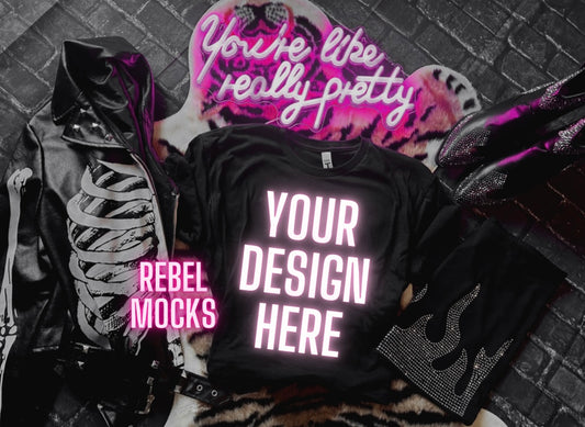 Wanted and Wild Mock Collection EDGY BOLD ALTERNATIVE Bundle 3 Flat Lay Mock Ups Tee