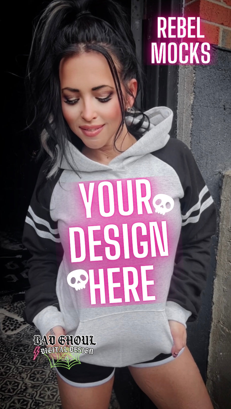 IRL Varsity Hoodie Trendy Model Mock Up