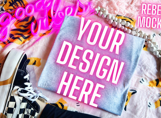 Ash Trendy Flat Lay Tee  Mock Up