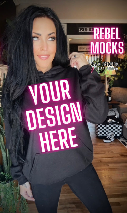 Black Hoodie Trendy Model Mock Up