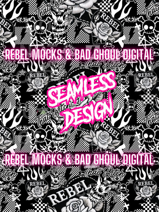 Rebel That Bitch Seamless PNG Download