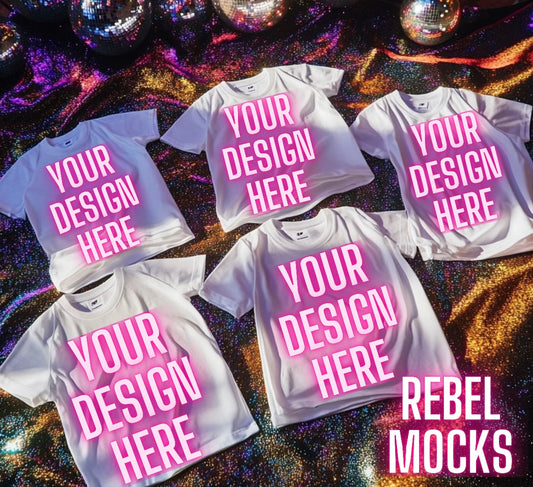 White Collage Tee Flat Lay Mock Up Rockstar Status
