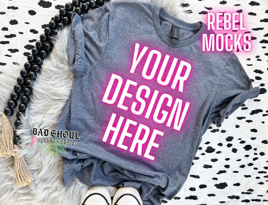 Heather Navy Flat Lay Mock Up Neutral Vibes