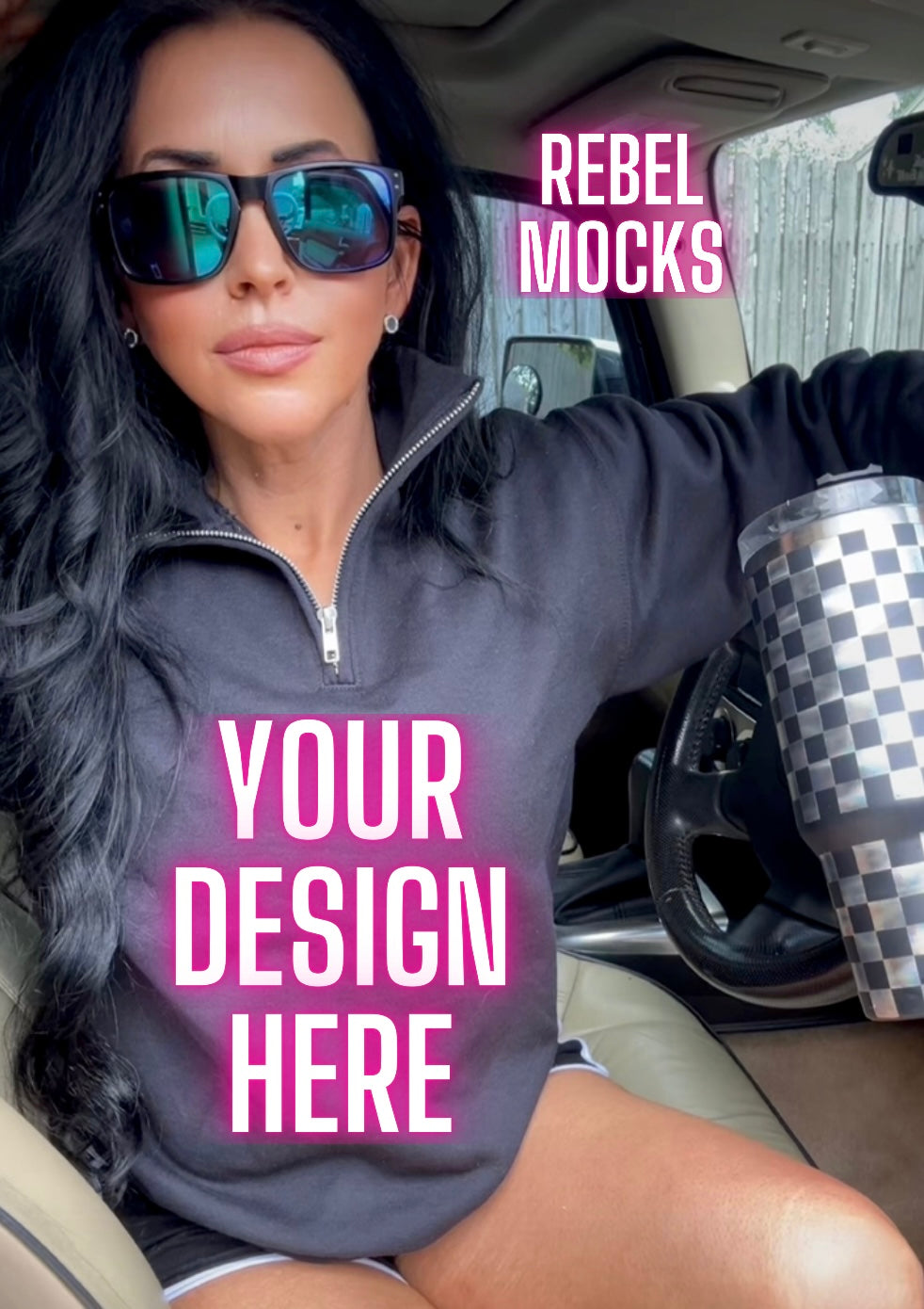 Jerzee Black 1/4 Zip Sweatshirt Model Mock Up