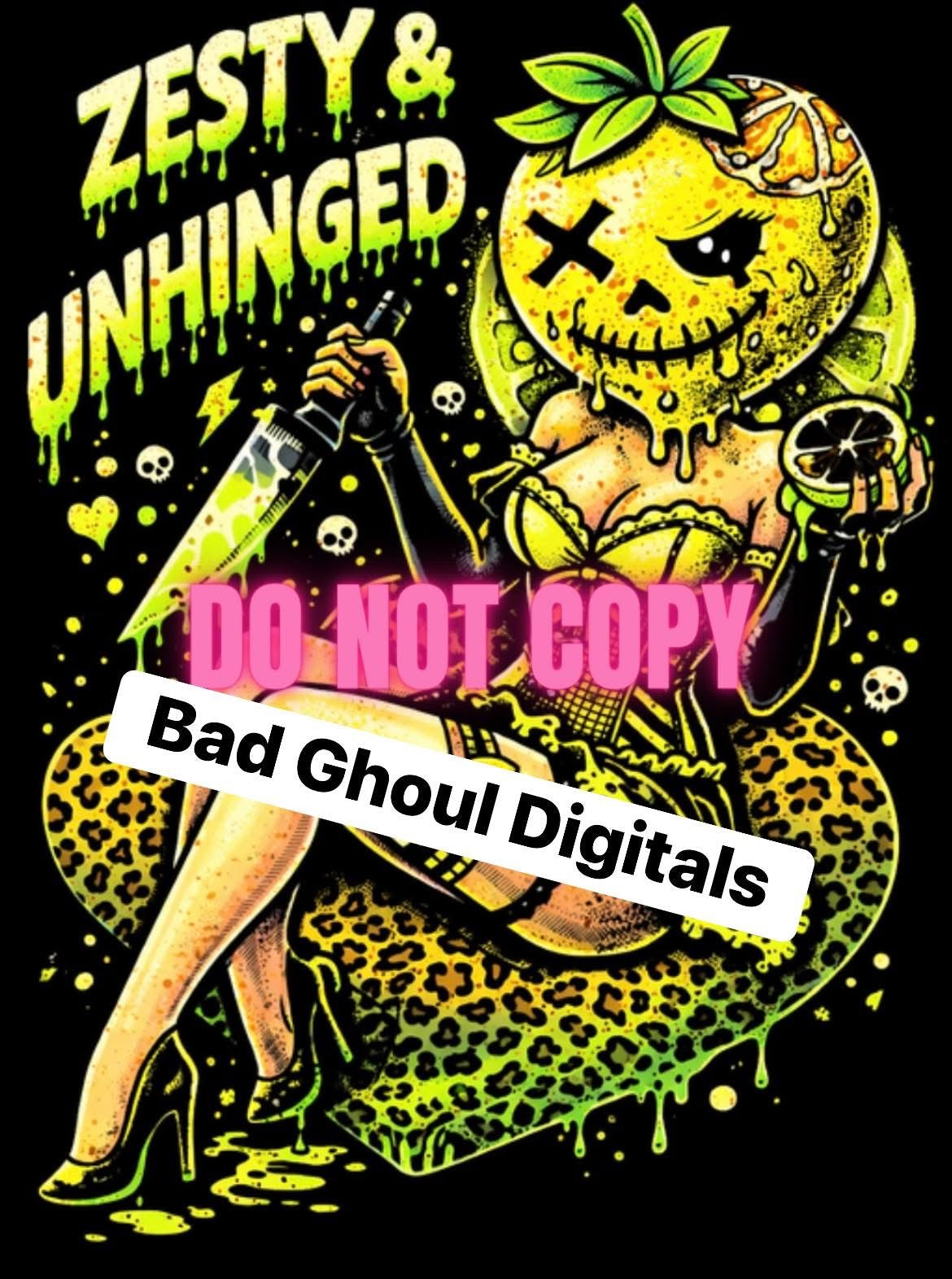 Zesty & Unhinged| Black Fabric |PNG DOWNLOAD